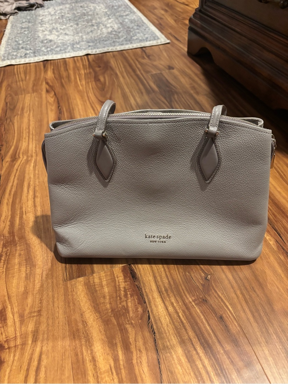 kate spade Pebbled Leather Satchel in Light Gray